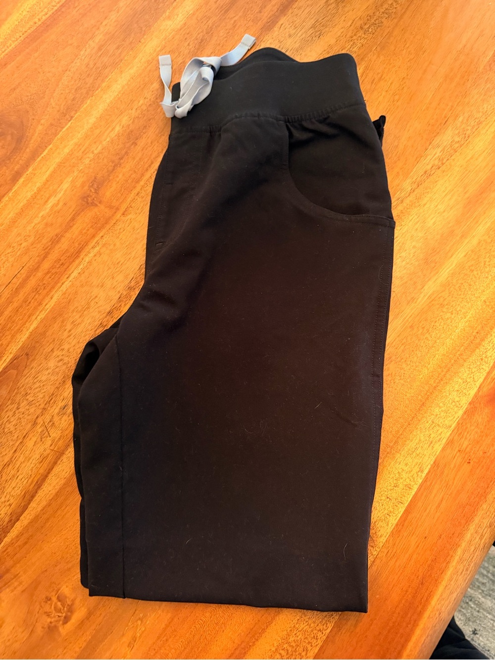 Figs Black Scrub Pants with Gray Drawstring